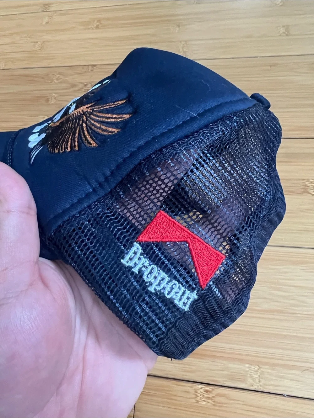 Pout Navy Trucker Hat with Eagle Embroidery